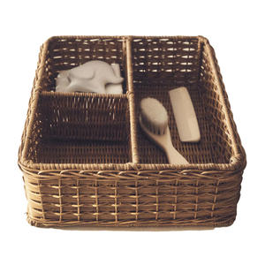 Organisateur en rotin durable et écologique avec poignées pour un transport facile des boissons Design rectangulaire rustique - Product Image 1