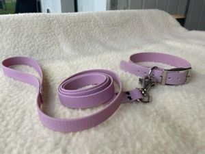 Collier et laisse pour chien en Pvc véritable avec boucle en métal Antique et anneau en D, colliers et laisse imperméables pour animaux de compagnie - Product Image 2