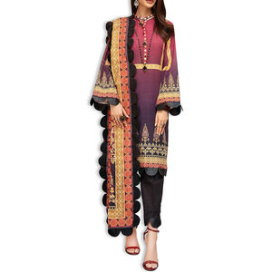 Collection Hiver Femmes Pakistanaises Fantaisie Tissu Organza Brodé 3 Pièces Costume Cousu dans de Belles Couleurs - Product Image 1