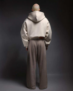 Sudaderas con capucha en blanco de color sólido de gran tamaño personalizadas sudaderas con capucha recortadas de algodón pesado con hombros caídos unisex - Product Image 4