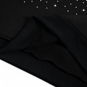 Custom <b>Black</b> Starry Print Cropped Hoodie Long Sleeve Pullover Sweatshirt for Women Streetwear Fashion Apparel Wholesale OEM <b>Go</b> - Product Image 3