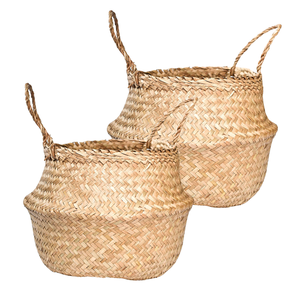 Cestas de Mimbre Hechas a Mano con Asas para Plantas, Flores y Decoración del Hogar, Artesanía de Vietnam, Estilo Bohemio, Organizador del Hogar - Product Image 1