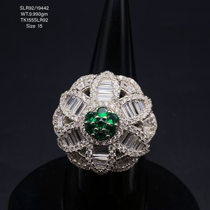 Fabrication de zircon vert personnalisé plaqué or bijoux accessoires bagues cadeau de Noël bague de bijoux fins 925 bagues en argent - Product Image 3