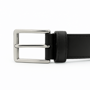 Ceinture en cuir noir de qualité supérieure pour hommes à boucle ardillon | Vêtements de cérémonie et décontractés | OEM disponible - Product Image 2