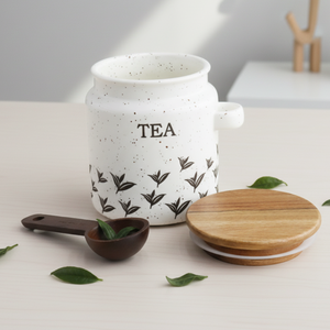 Premium Quality 3460989SA Nordic Design DURABLE PORCELAIN <b>CANISTER</b> WOOD LID &WOOD SPOON - Product Image 5