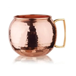 Top Quality Copper Mugs Moscow Mule <b>Coffee</b> diamond finished Wine Cup Copper Cocktail Glass Hammered Cup Glass With Handle Mugs - Product Image 2