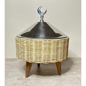 Plat d'affichage de buffet en prix de gros plat de service de nourriture rond chauffe-plats en nacre avec chauffe-plats à lèvres martelées - Product Image 3