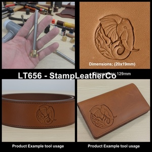 LT656 Elephant Head 20x19mm (11/14\" X 3/4\") <b>Leather</b> <b>Stamp</b> for Crafts - Product Image 1