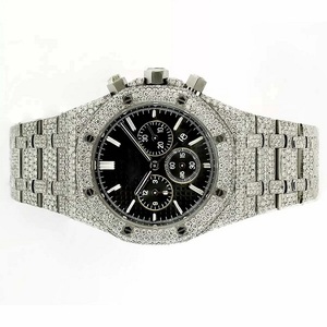 Montre mécanique élégante pour homme en acier inoxydable résistante à l'eau, avec diamants audacieux, entièrement sertie de pierres, style hip-hop, bracelet en alliage de luxe - Product Image 1