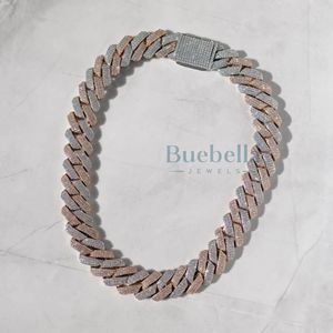 Joyería de moissanita fina de plata 925 para hombre, cadena de eslabones cubanos de dos tonos de 19MM, cadenas cubanas heladas a la venta - Product Image 5