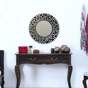 Loft Style Decorative <b>Mirror</b>: Matte <b>Black</b> <b>Metal</b> Wall Art (60x60 cm) - Product Image 1