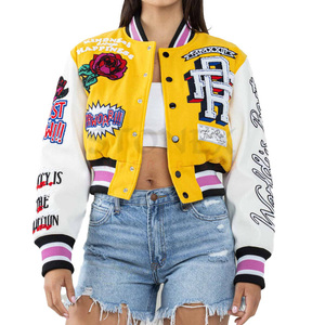 Chaqueta Varsity Corta para Mujer de Marca Privada, Chaqueta de Béisbol Universitaria Premium para Marcas de Ropa de Boutique y Tiendas Minoristas - Product Image 1