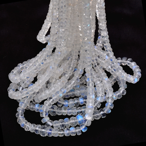 AAA+ White Moonstone 4mm-7mm Rondelle Faceted <b>Beads</b> Natural Flashy <b>Blue</b> Fire Rainbow Moonstone Gemstone <b>Beads</b> For Jewelry Making - Product Image 1