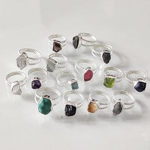 Rough Stone Jewelry Women's <b>Ring</b> Natural Ruby Emerald Tanzanite Lapis Quartz Gemstone Statement Jewelry 925 Sterling Silver <b>Ring</b> - Product Image 4