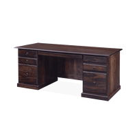 Bureau de direction traditionnel en bois massif durable |   Table de bureau à double piétement avec plateau pour clavier, écologique