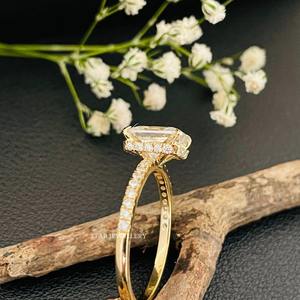 14K oro sólido 1,50 Ct radiante Moissanite diamante solitario anillo de compromiso, corte radiante Moissanite diamante solitario anillo - Product Image 1