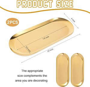 Bandeja Ovalada Dorada Minimalista para Almacenamiento, Bandeja Ovalada Dorada para Joyas y Baratijas, Organizador Decorativo Dorado para Baño - Product Image 5