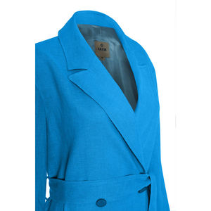 Abrigo Largo de Lino Cruzado para Mujer - Transpirable, Elegante y Lujoso para Primavera e Invierno - Product Image 2