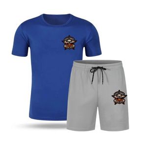 Vente en gros de logo personnalisé ensemble t-shirt et short à motif uni col rond pour hommes sérigraphie surdimensionnée - Product Image 4