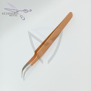 Pince à épiler de haute qualité pour l'extension de cils ensemble de pointes de fibres de couleur marron chocolat pince à cils en acier inoxydable japonais - Product Image 2