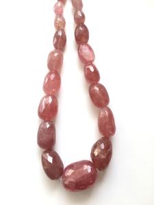 ลูกปัดควอตซ์สตรอเบอร์รี่ธรรมชาติทรงเหลี่ยม 1 เส้น สำหรับทำเครื่องประดับอัญมณ์ - Product Image 2