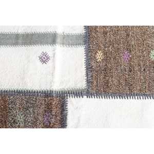 พรมวินเทจขนาด 5x7.7 ฟุต พรมตุรกี พรมลายขาวแบบนามธรรม - Product Image 5