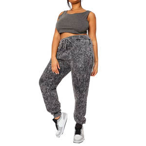 Joggers de lavado ácido para mujer de peso pesado, cordón frontal plano, Impresión de logotipo personalizado, 100% algodón, impermeable, transpirable, servicio OEM - Product Image 1