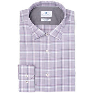 Camicia Elegante da Uomo Ryan Seacrest Distinction Slim Fit a Quadri Amethyst 100% Cotone Popeline Viola Chiaro Taglia 17 X 34-35 Antipiega - Product Image 1