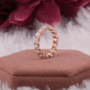 Bijoux fins 14K solide or Rose bague de luxe coupe ronde DEF couleur laboratoire cultivé diamant anneaux de mariage pour les femmes conception personnalisée - Product Image 5