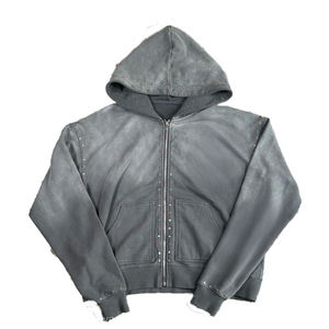 Custom Sweat Stack <b>Pant</b> Track <b>Suits</b> Acid Wash Tracksuits Rhinestone Zip up Hoodie and Flare Sweatpants Sweatsuit Set for Men - Product Image 5