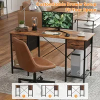 Escritorio de Computadora OEM de 55 Pulgadas con 4 Cajones, Mesa de Oficina en Casa con Estante de Malla para Trabajar, Escribir, Jugar y Almacenar, Muebles para Dormitorio