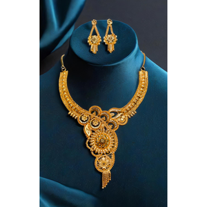 Usine Vente Collier Boucles D'oreilles Ensemble avec Plaqué Or 22K Style Unique Femmes Porter Collier Boucles D'oreilles Ensemble Bijoux - Product Image 1