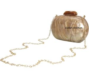 Pochette de soirée en résine de marbre de paillettes marron pour femmes à la mode Technique de coulée épaule bandoulière HandbagCrafted avec Style - Product Image 2