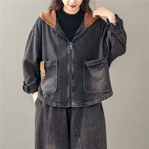 Chaquetas Vaqueras de Mezclilla de Longitud Media para Mujer, Hechas a Medida, al por Mayor, en Cantidad, Diseño Sólido, con Botones, de Algodón, Colores Personalizados, Logotipo - Product Image 2