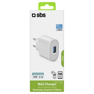 Cargador de Pared USB Tipo-A de 10W, Adaptadores de Viaje Blancos de Carga Rápida - Cavo Caricabatterie TETR1USB2AWFAST - Product Image 2