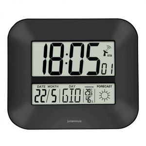 Reloj de Pared Digital JUSTAMINUTE JD 9906 Negro con Fecha y Clima 27x24cm - Product Image 3