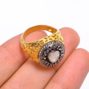 Natural Diamond <b>925</b> <b>Silver</b> <b>Ring</b> with Victorian Design for Engagement Wedding Anniversary Party or Gift - Product Image 3