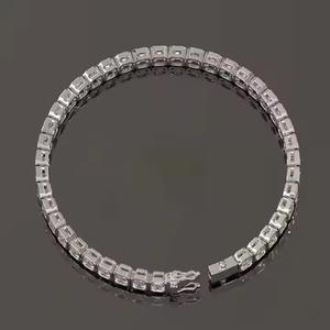 IGI Certified Sterling <b>Silver</b> Emerald Cut White Gold Diamond Tennis <b>Bracelet</b> <b>for</b> Women and Girls - Product Image 2