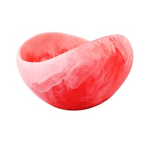 Bol et plat de service en résine écologique fait à la main, blanc et gris, passe au lave-vaisselle, pour les fêtes, fabriqué en Inde - Product Image 3