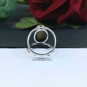 แหวนค็อกเทลพลอยตาเสือทรงรีตัดวงรีแบบคลาสสิกของผู้ผลิตขายส่ง925แข็งตัวเรือนเงินแท้สำหรับงานแต่งงาน - Product Image 3