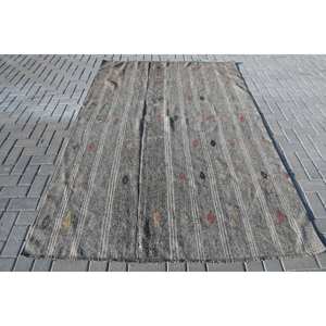 Alfombra turca Vintage gris roja moderna 5,5X8,1 pies área grande de lana con respaldo de látex patrón de retazos para adolescentes 55x81cm - Product Image 1