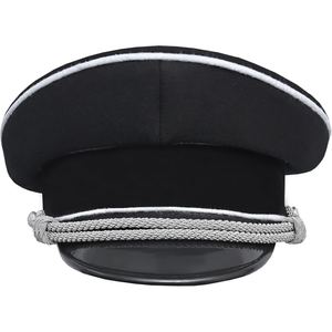 Gorra con visera hecha a mano personalizada, gorra de combinación de lana y cuero de estilo vintage para uniformes de desfile y eventos de recreación - Product Image 5