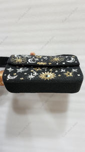 Sac à main de soirée pour femme, pochette céleste noire à perles, entièrement artisanal indien, sac de luxe de créateur pour mariage, fait main - Product Image 5