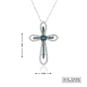 1.00 Ct Round Cut Natural Diamond <b>Cross</b> Pendant Religious Style Unisex Necklace Sterling Silver for Wedding/Anniversary - Product Image 3