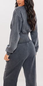 Chándal lavado ácido recortado básico personalizado para hombre de algodón pesado de gran tamaño personalizado servicio OEM oferta al por mayor tendencia 2024 calidad - Product Image 2