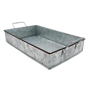 Plateau de service en fer galvanisé à l'aspect naturel avec poignée Plateau de service de style ferme industriel Plateau de décoration rustique pour la maison - Product Image 4