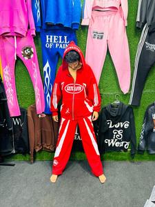 Sweat-shirt à capuche zippé surdimensionné 500 g/m² délavé à l'acide pantalon de survêtement motif uni grande taille logo personnalisé broderie sérigraphie respirant - Product Image 2