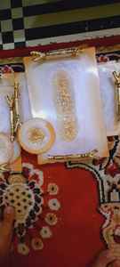 ถาดตกแต่งสําหรับเสิร์ฟที่ดีที่สุด 100% พร้อมอีพอกซีเรซินสําหรับงานแต่งงานและถาดเสิร์ฟเรซินสําหรับรถไฟเหาะและที่จับทองเหลือง - Product Image 3