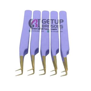 ขายส่ง แหนบดัดขนตาปลายทองคำเคลือบสีม่วง 90 องศา รุ่น GBI-EET-1324 ยี่ห้อ GETUP BROSONS IMPEX ผลิตจากสแตนเลสสตีลป้องกันไฟฟ้าสถิต - Product Image 1
