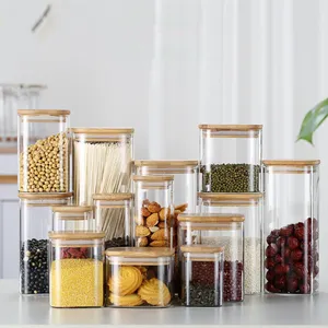 16 pezzi di vetro di stoccaggio della cucina quadrato di conservazione degli alimenti multifunzionale barattolo sigillato per uso alimentare contenitore di vetro con coperchio